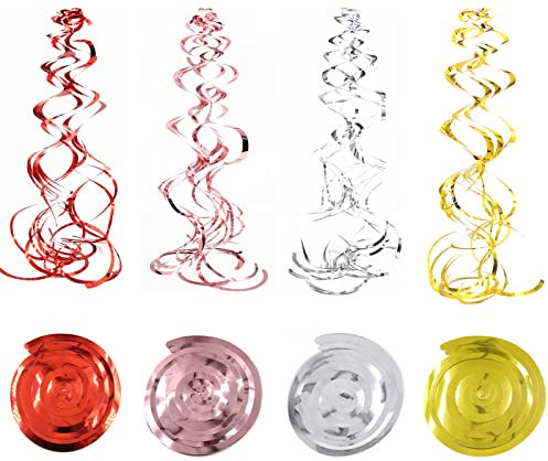 GoldRock Hängende Spiralen,24 Stück 4 Farben Wirbel Deko Party,Multicolor Hängende Spiralen Luftschlangen,Wiederverwendbare Spirale Hängenden Deko für Geburtstagsfeier,Hochzeit,Party,Weihnachten