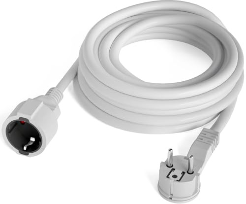hb-digital 3m Verlängerungskabel mit Winkel-Flachstecker CEE 7/7 auf Schutzkontakt-Kupplung CEE 7/3 – H05VV-F 3×1,5 mm² – IP22 – Weiß