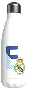 CYP Botella Personalizable Blanca de Acero 550ml Real Madrid, Unisex, Plata, Diseño Letra E