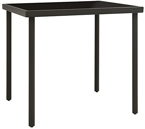 Mogou Garten-Esstisch, Couchtisch, Konsolentisch, Gartentisch, Balkontisch, Balkonmöbel Kleiner Balkon, Balkon Tisch, Beistelltisch, Anthrazit 80x80x72 cm Glas und Stahl
