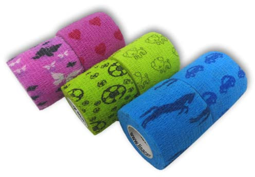 LisaCare Kinderpflaster Jungen & Kinderpflaster Mädchen - 6 Rollen selbstklebender Verband Kinder mit Motiven - Kohäsive Bandage für Menschen & Tiere - Größe wählbar (5cm)