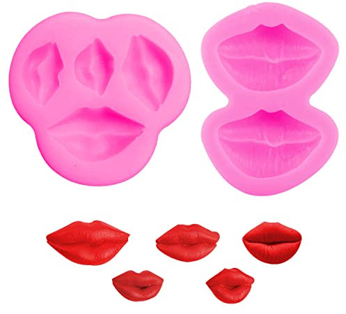 Jagowa 2PCS Silicone Lips Shape Chocolate Molds DIY Candy Lip Baking Mold Baking Toll for Chocolate Candy Jelly