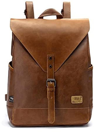 VNABO Rucksack aus Leder Klassische Lederrucksäcke Leder-Laptop-rucksäcke Mit Großer Kapazität 14-Zoll-tragbarer Tagesrucksack Für Studenten-reiserucksack Hohe Kapazität