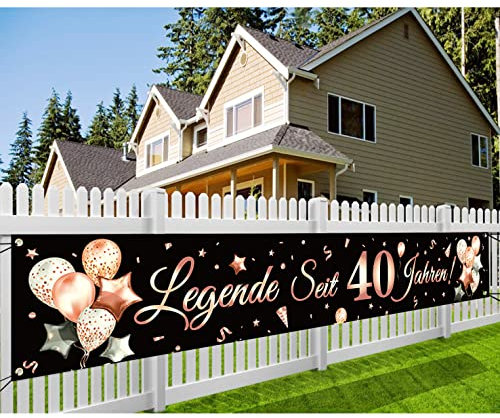 40. Geburtstag Banner, Legende Seit 40 Jahren Glitzerbanner, deko 40 geburtstag Lange Banner für Männer und Frauen 40. Geburtstagsfeier Party, 300 * 50cm (Rosegold)