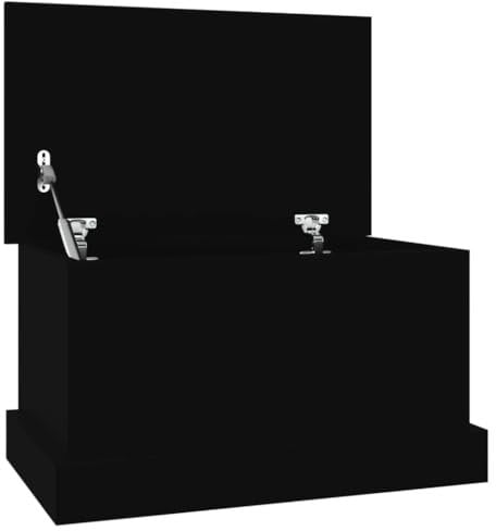 vidaXL Multipurpose Storage Box in Black | Engineered Wood | 50x30x28 cm | Versatile Home Storage Solution and Table