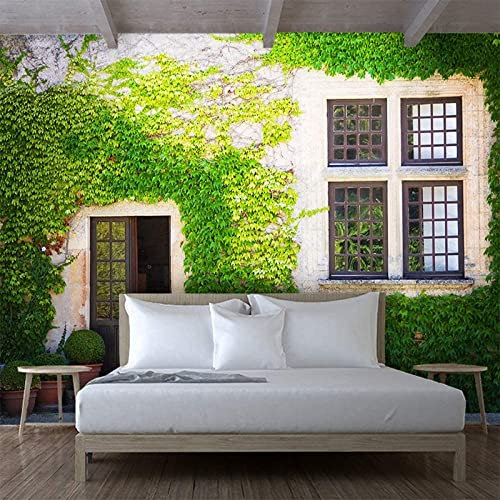 COJIC 3D Wallpaper Green Ivy Photo Murals Living Room Tv Sofa Theme Hotel Luxury Background Wall Painting Home Decor Peel and Stick Wall Art Self-Adhesive Wall Posters 140 (W) x 70 (H) cm