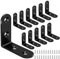 Yeepeo 12 Pcs Corner Brackets 50 × 50mm, Black Right Angle Carbon Steel L Bracket Corner Brace with 48 Screws for Wood Furniture Fixation