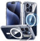 ESR for iPhone 15 Pro Case, Compatible with MagSafe, Military-Grade Protective Case, Built-In Stash Stand Phone Case, Scratch-Resistant Back Cover, Classic Series, Clear