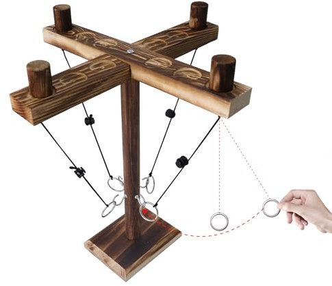 Juxtaposia Ringwurfspiel,Ring Toss Game kann verwendet Werden,um eine Party zu beleben,Ring Toss Hook Geeignet für drinnen und draußen Spielen für Erwachsene und Kinder.(4Leute)