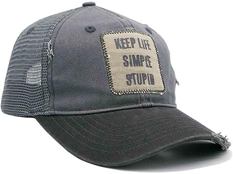 Great Western Retro & Vintage Style Redneck Trucker Caps Unisex für Damen und Herren in vers trendy Style mit coolen Sprüchen (Keep Life Simple Stupid grau)