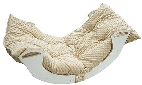 Skyline Kletterbogen mit Kissen Baby Kleinkind Kinder ab 1 Jahr Indoor Klettern Montessori Klettergerüst Holz Wippe Balancewippe Kletterdreieck Kletterwippe Holzwippe Kletterling Holzbogen M Beige