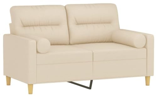 vidaXL Sofa 2 Sitzer, Couch mit Zierkissen, Liegesofa für Wohnzimmer, Polstersofa Sessel Relaxsofa Loungesofa Relaxcouch, Creme Stoff