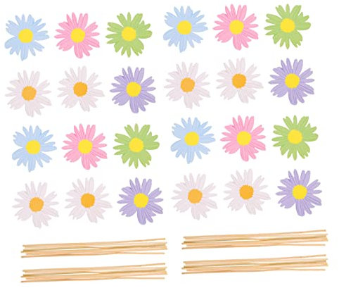 Cabilock 24 Pièces Insert de gâteau Marguerite Topper Cupcake Fleur Une Marguerite Pilon Cocktail gobelets en Papier décoration de gâteau pour l'été décors de gâteaux de Fleurs Le Dessert