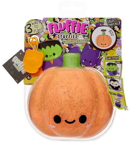 Fluffie Stuffiez Halloween Kürbis - Kleines Plüsch-Sammlerstück - Überraschung beim Auspacken - Kuschelweicher ASMR Flaum - Fidget, Basteln, Fell Abziehen - für Kinder ab 4 Jahren und Sammler