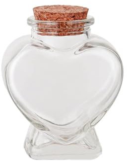 Bouteille en verre en forme de cœur avec bouchon en liège - Bouteilles décoratives en verre avec couvercle en liège - Mini message - Pour lune de miel - Cadeau pour loisirs créatifs, décoration de
