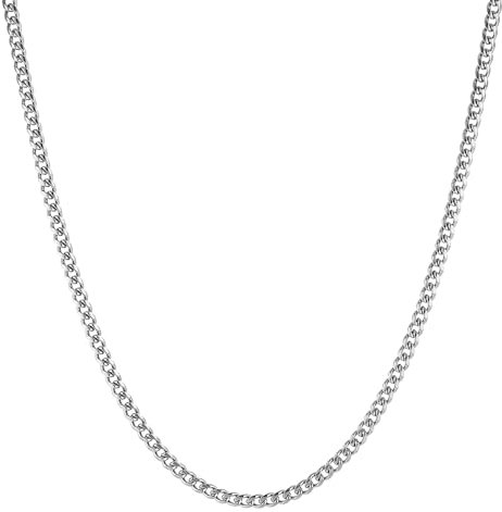 HZMAN 5mm Cuban Chain for Men Stainless Steel Men's Silver Chain Diamond Cut Hip Hop Link Chains Necklace 16-30 Inch (20in)