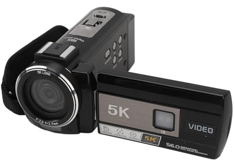 Akozon 5K-Videokamera, Camcorder, HD-WLAN-Digitalkamera, 3,0-Zoll-Touchscreen, 56 MP Vlogging-Kamera, 18-facher Digitalzoom, IR-Nachtsicht, Anti-Shake mit Fülllicht