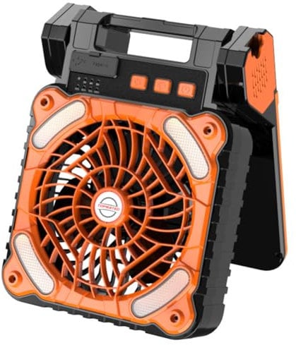 LYEAA 7800mAh Solar Camping Fan with Power Bank & LED Light, Waterproof, 4 Speeds for Outdoor Use