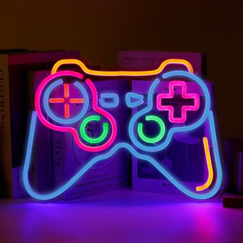 Neonlicht Schild, LED-Umgebungslicht, Leuchtreklame, Gaming Zone Panda Lichtzeichen, Neonschilder für Spielzimmer Wand, Spielzimmer, Kinderzimmer, Schlafzimmer, Wohnzimmer Wanddekorationen (Gamepad)
