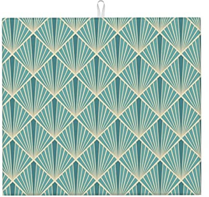 Abtropfmatte 41x46cm, Art Deco Fans Geschirr Trockenmatte Sanft Spülbeckenmatte Rutschfester Abtropfmatte Für Die Küche, Für Glas, Küche, Tasse