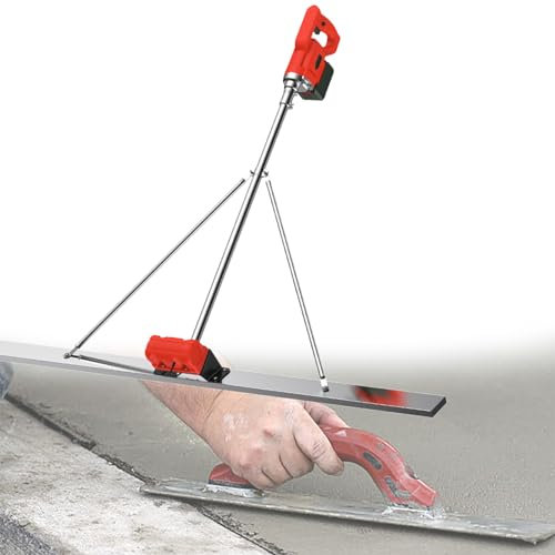 Elektrisches Estrich und Beton Finishing Vibrationswerkzeug, Kabelloser Betonrüttler, Oberflächen Glättmaschine mit 59-Zoll-Estrich Klingenlineal, 2 Batterien