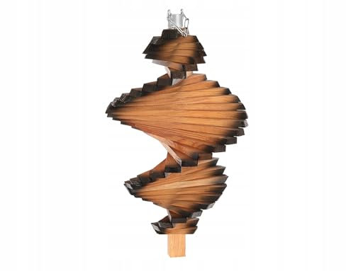 MAZUR Windspirale aus Holz 55 cm | Windspiel Garten | Twister | Wind Spirale | Windspiele | Wind Spinner | gebranntes Erlenholz