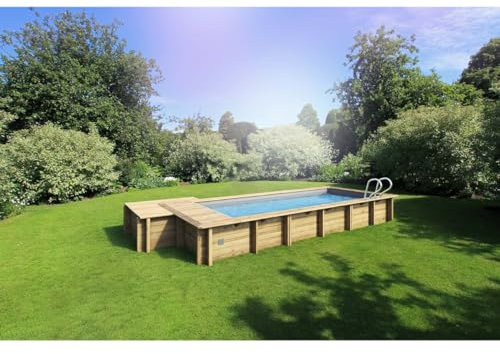 Paradies Pool Holzpool Urban 600 x 250 x 133 cm, Filteranlage, Technikraum und Automatische Abdeckung