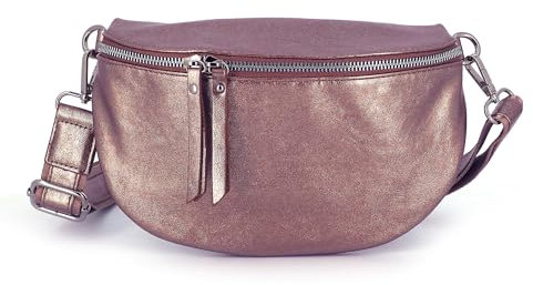 Sac Banane Bandoulière Femme Irisé - Porte Epaule Croisé ou Devant Poitrine Ultra Léger - Effet Brillant Similicuir Souple - Mode et Chic - Cuivre