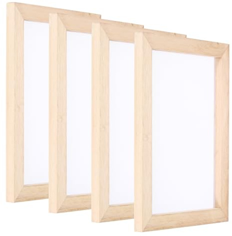 PATIKIL 4 Stücke Holz Papierherstellung Bildschirm 8,3 x 5,9 Zoll Holzfarbe | A5 Größen, Papierherstellung Form, Papierherstellung Zubehör Rahmen, Einzelne, und Deckle