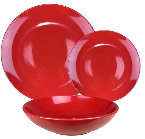 Il Gruppone Passione Casa Servizio Piatti 18 Pezzi 6 Persone Rossi Gres Porcellanato Tinta Unita Rosso Tavola Natale Ceramica Certificati Contatto Alimentare Sì Microonde Lavastoviglie Idea Regalo