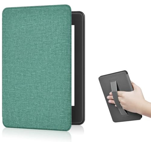Pisheng E-Book-Reader-Hülle für 7 Zoll Kindle Paperwhite 12. Generation 2024 und Colorsoft Signature Edition, Auto Sleep Wake, Handschlaufe, Grün