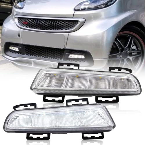 LYHH Auto LED Nebelscheinwerfer für Smart Fortwo 451 2013 2014 2015 A4519060351/A4519060451, ABS DRL Tagfahrlicht Front Stoßstange Fahren Nebelleuchten Reflektoren Blinker