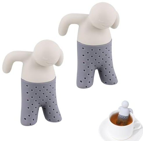 Aweisile Teemännchen Pack of 2 Silicone Tea Strainer Figure Tea Infuser for Loose Tea - Cute Creative Silicone Tea Infuser