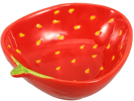 Cabilock Bol à Salade en Céramique Motif Fraise Récipient à Fruits Bol à Glace Réutilisable aux Chocs Ustensile Cuisine Pratique pour Desserts et Salades