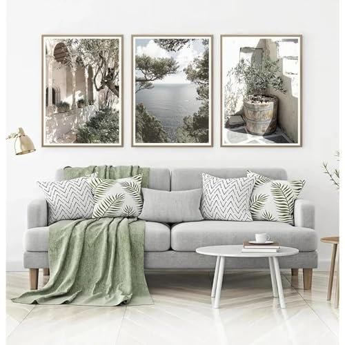 ZHAOLIN Mediterrane Landschaft Olivenbäume Landschaft Tourismus Naturlandschaft Poster Leinwand Malerei Wandbild Wohnkultur 30x45cm (12x18in) x3 Rahmenlos