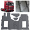 Auto Teppich Automatte für die LKW Fahrerabsatz Kompatibel für Mercedes Actros MP4 MP5 MP6 (Grau, schwarzer Faden, Beifahrersitz gefedert)