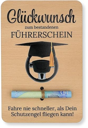 ZUKLA Verpackung für Geldgeschenke Holz 15 x 10 cm - Führerschein Geschenk - Geldgeschenk Verpackung Holz - Eine Originelle Idee, Geld zu Verschenken - Führerschein Gutschein - Handmade