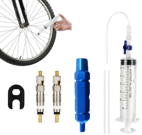Fahrrad Spritze,Reifendichtmittel Injector,Fahrrad Tubeless Spritze Set,Fahrrad Ventilwerkzeug Spritze,60 ml Reifendichtmittel Spritze,mit Ventileinsatz-Entfernungswerkzeug,für Fahrradreparatur ﻿