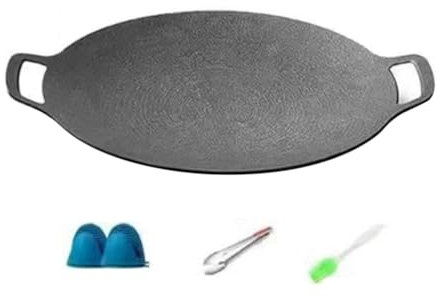 pQirnvIL 34 cm Outdoor-Camping-Grillplatte, Antihaftbeschichtet, Koreanische Grillplatte, Grill, Fleischtopf, Flach