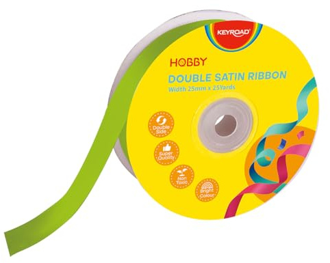 KEYROAD Satinband Geschenkband/25 x 22 mm/86 m/Grün/Dekoband Doppelseitig