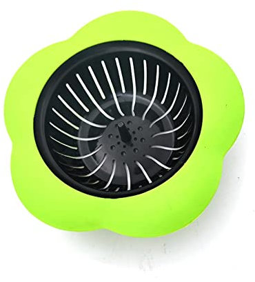 Attrape Cheveux Douche 1 pièces Filtre en Silicone en Forme de Fleur Chaude évier de Cuisine évier Anti-colmatage Filtre de Douche Salle de Bain Filtre Cheveux Douche(Green)