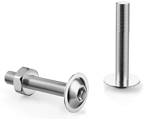 40 tornillos de cabeza alomada M5 x 40 mm, tornillos de acero inoxidable, hexágono interior con brida y tuercas, M5, tornillos de cabeza plana, tornillos de acero inoxidable A2 V2A ISO 7380, tornillos