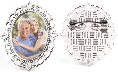 Charme de Bouquet de Mariage Personnalisé - Broche Photo Souvenir Personnalisée pour Mariée, Marié & Famille, Boutonnière Commémorative Cadeau pour Mère Père Femmes Hommes Bien-aimé