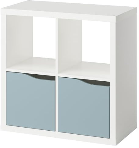 ProTuning KALLAX Estantería con 2 puertas en forma de onda, color blanco, gris claro y azul, 77 x 77 cm