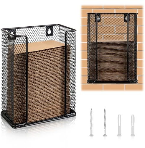 Mesh Metal Coffee Cup Sleeve Dispenser 5.5X7.5X3.1 Inch Coffee Sleeve Holder Organizer Coffee Shop Essentials Fit Hot Cup Sleeves 12-24 OZ Flexible Hold Up To 70pcs for Homes Restaurants(Wall-mounted)