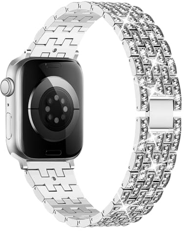 WoPail Bracelet Femme pour Apple Watch 38mm 40mm 41mm 42mm 44mm 45mm 46mm 49mm, Bling Diamant Bracelets de Remplacement Métal Bracelets pour iWatch Series 11 10 9 8 7 6 5 4 3 2 1/SE/Ultra
