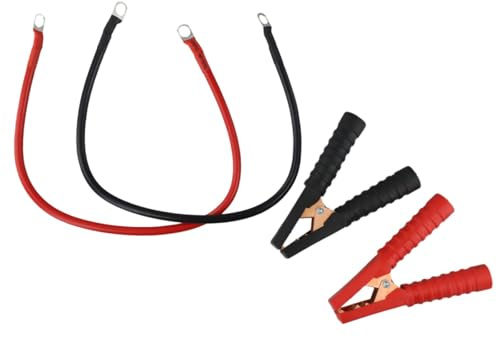 Batteriekabel mit 50 cm 5 AWG, M8, 12 V Kabel für Auto, Boot und Solarbatterien, Gummi- und Kupferkonstruktion für sichere Verbindung mit Krokodilklemmen, 2 Stück