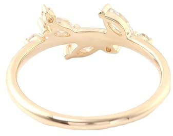 Gualiy Gold Ringe Damen 585 Echtgold, 14 Karat Gelbgold Blätter mit Moissanit Verlobung Ring Damen Größe 53