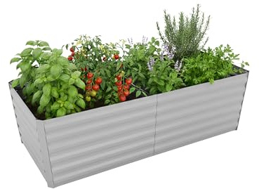 Relaxdays Hochbeet, verzinktes Metall, Blumen, Pflanzen & Gemüse, HBT: 60x200x100 cm, eckiges Pflanzenbeet, Farbauswahl