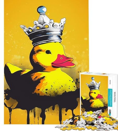 1000-teiliges Puzzle Quietscheente mit Krone Knobelspaß kniffliges Spiel Stressabbau Geschenkidee (Größe 38x52cm)